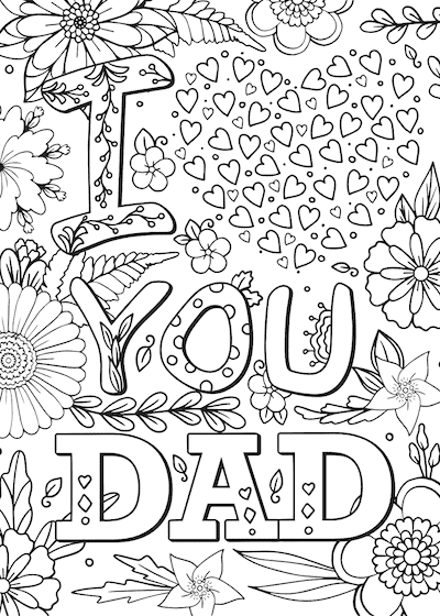 fathers day card image to color in