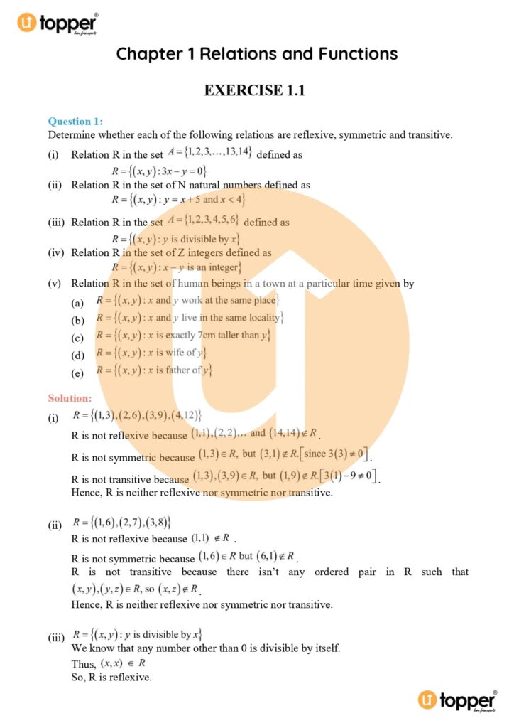 class 12 maths ncert solution chapter 1 exercise 1.1 question 1