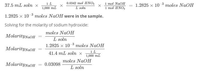 molarity of a solution of sodium hydroxide